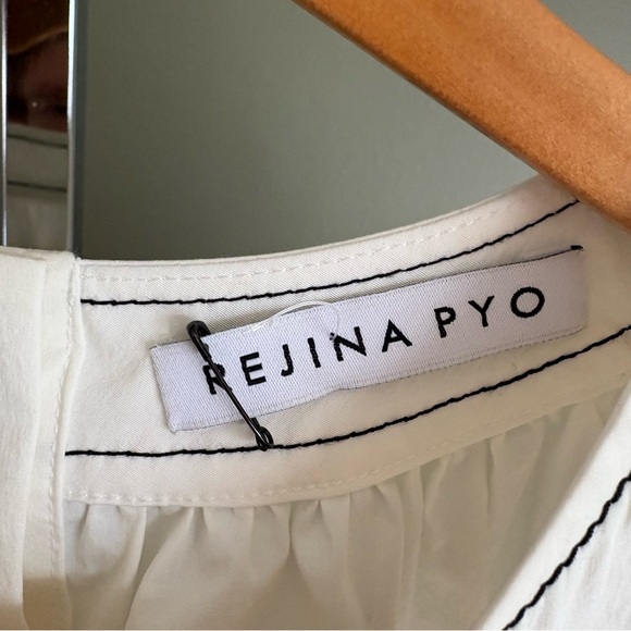 Rejina Pyo Hayley Cream Ivory Off White Puff Sleeve Blouse Tie Sleeve size M - Picture 3 of 10